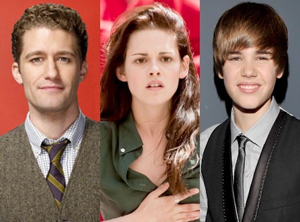 Matthew Morrison, Kristen Stewart, Justin Bieber