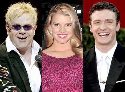 Elton John, Jessica Simpson, Justin Timberlake