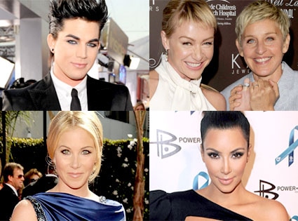 Adam Lambert, Ellen Degeneres, Portia De Rossi, Christina Applegate, Kim Kardashian