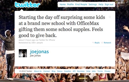 Joe Jonas, Twitter