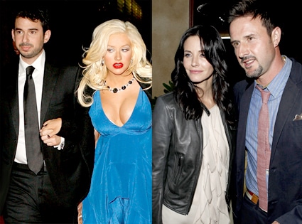 Christina Aguilera, Courteney Cox, David Arquette
