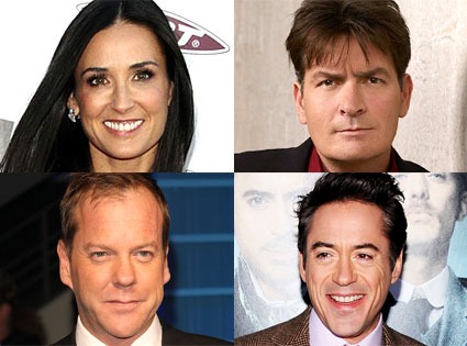 Charlie Sheen, Kiefer Sutherland, Robert Downey Jr., Demi Moore 