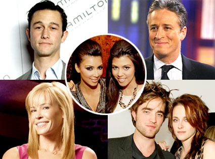 Joseph Gordon-Levitt, Jon Stewart, Chelsea Handler, Robert Pattinson, Kristen Stewart, Kim Kardashian, Kourtney Kardashian