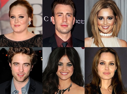 Adele, Chris Evans, Cheryl Cole, Robert Pattinson, Lucy Hale, Angelina Jolie
