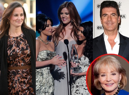 Pippa Middleton, Khloe Kardashian, Kim Kardashian, Kourtney Kardashian, Barbara Walters, Simon Cowell