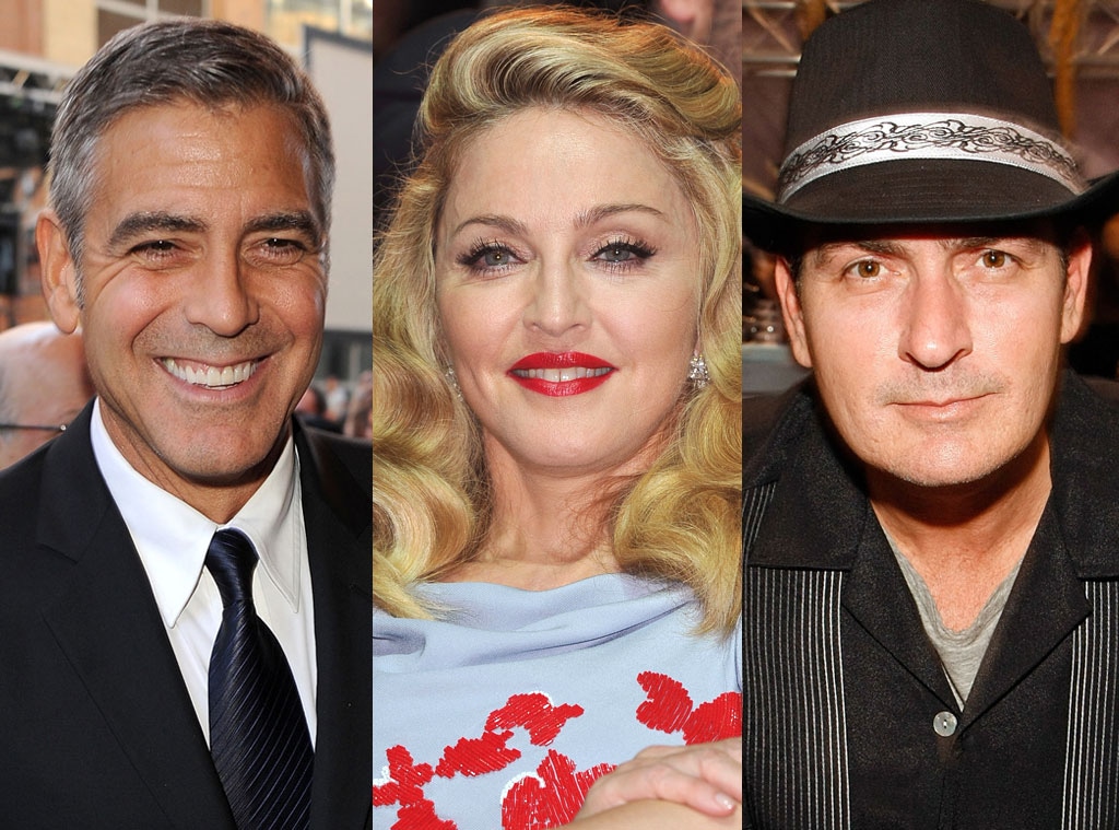 Charlie Sheen, George Clooney, Madonna