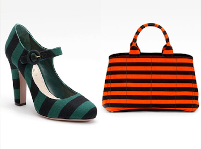 Prada, Striped Tote, Striped Mary Jane Pumps