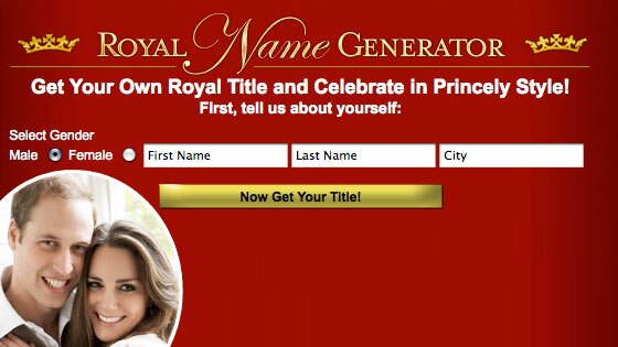 Image for the royal wedding name generator