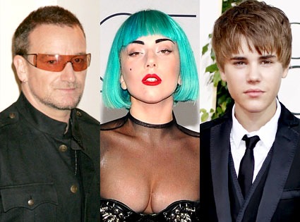Bono, Lady Gaga, Justin Bieber