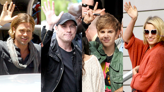 Brad Pitt, John Travolta, Justin Bieber, Dianna Agron