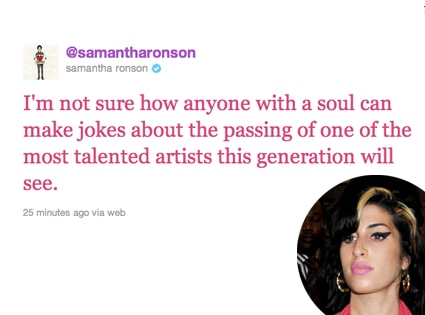 Amy Winehouse, Sam Ronson Tweet