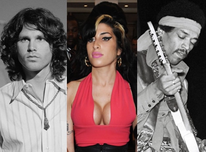 Jim Morrison, Jimi Hendrix, Amy Winehouse