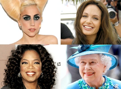 Lady Gaga, Angelina Jolie, Oprah Winfrey, Queen Elizabeth