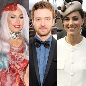 Lady Gaga, Justin Timberlake, Kate Middleton