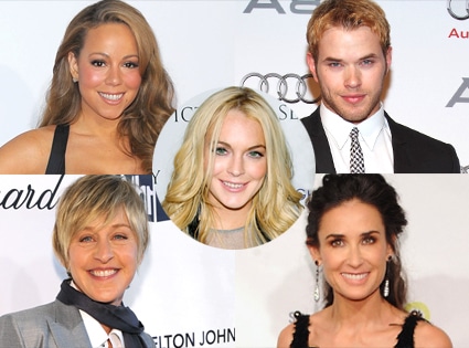 Mariah Carey, Kellan Lutz, Ellen Degeneres, Demi Moore, Lindsay Lohan
