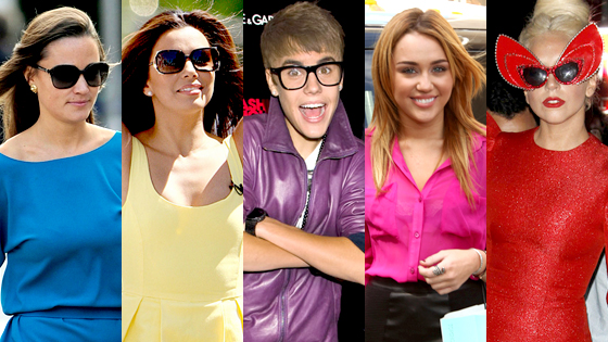 Pippa Middleton, Eva Longoria, Justin Bieber, Miley Cyrus, Lady Gaga