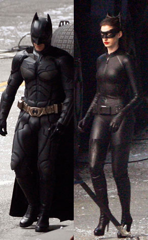 Batman vs. Catwoman: Christian Bale and Anne Hathaway Suit Up on the Set of  The Dark Knight Rises - E! Online