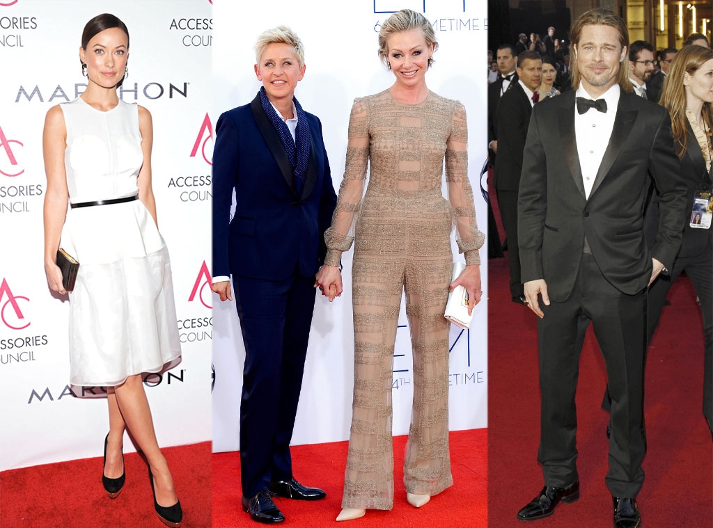 Olivia Wilde, Ellen DeGeneres, Portia de Rossi, Brad Pitt