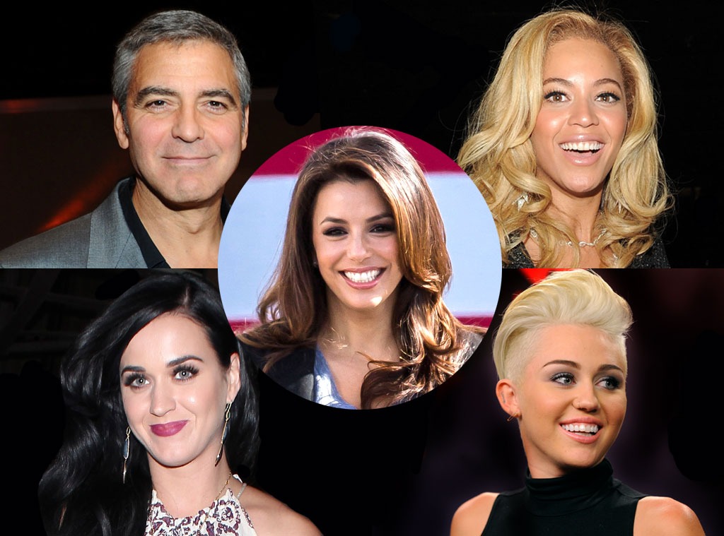 Beyonce, George Clooney, Katy Perry, Miley Cyrus, Eva Longoria