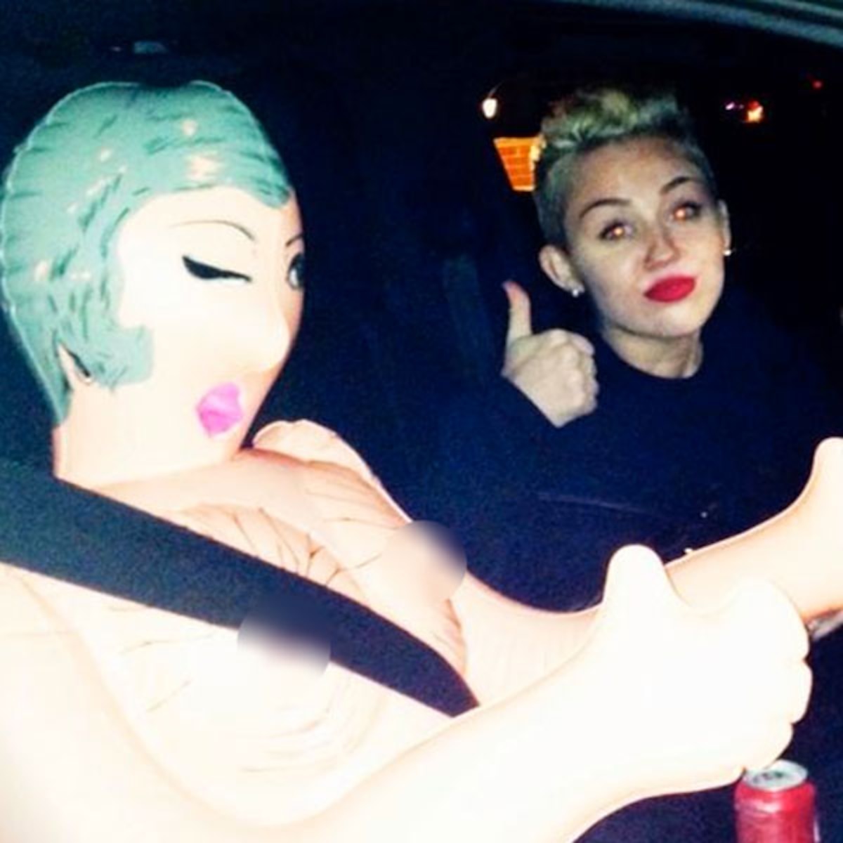 Miley Cyrus Takes Blowup Sex Doll for a Ride Miley Cyrus Takes Blowup Sex Doll for a Ride