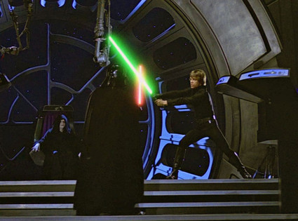 Luke Skywalker Duels Darth Vader from The Best Star Wars Movie Moments