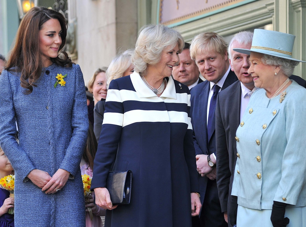 Britain's Queen Elizabeth II, Camilla, Duchess of Cornwall, Catherine, Duchess of Cambridge, Kate Middleton