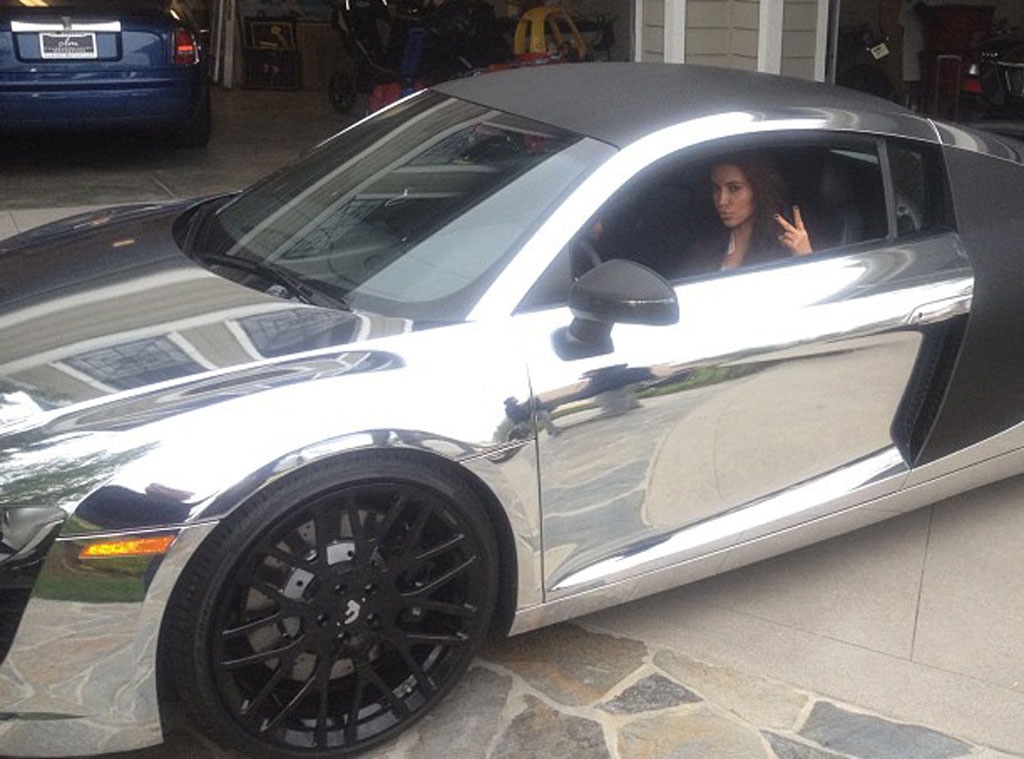 Kim Kardashian Takes Scott Disick's Chrome Car for a Drive