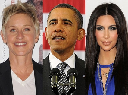  ellen degeneres, barack Obama,  kim kardashian 