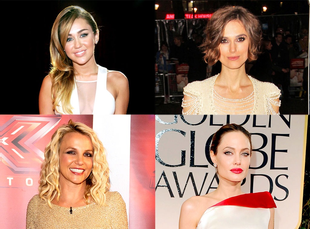 Keira Knightley, Miley Cyrus, Angelina Jolie, Britney Spears