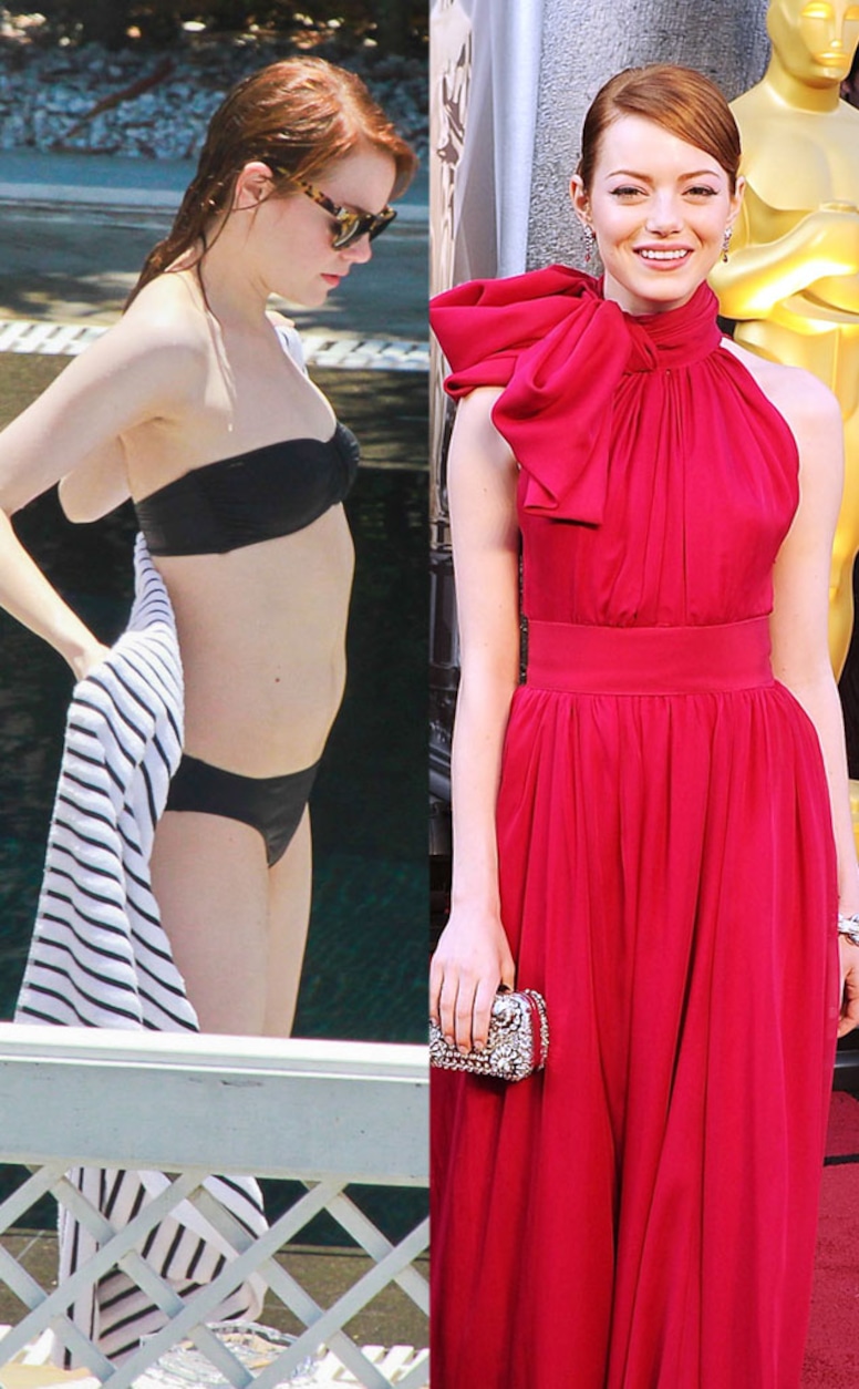 Emma Stone, Bikini vs Red Carpet
