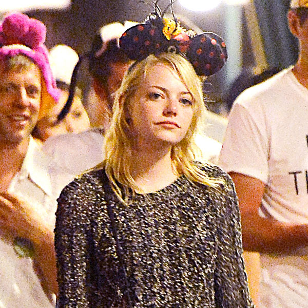 Emma Stone Is a Sad Minnie Mouse While at Disneyland for Andrew