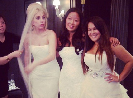 Lady Gaga Tries On A Normal Wedding Dress E News Uk