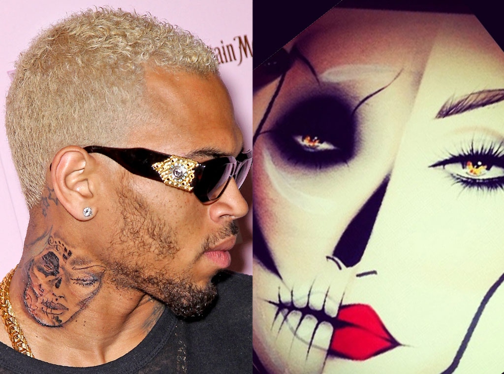 As tatuagem pena do chris brown Did Brown Really Get Rihanna Tattoo E Online