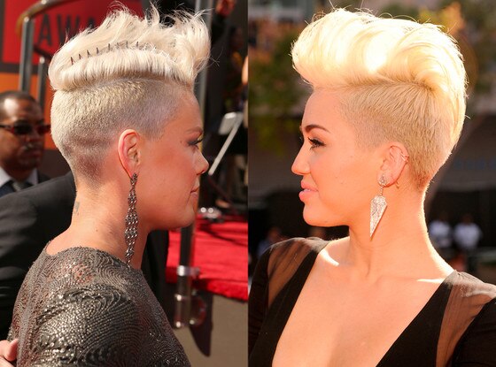 Miley Cyrus vs. Pink: Battle of the Platinum-Blond Mohawks! | E! News