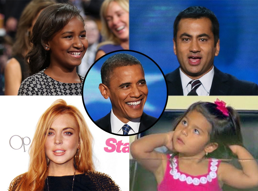 Sasha Obama, Lindsay Lohan, Kal Penn, Carina Castro, Barak Obama