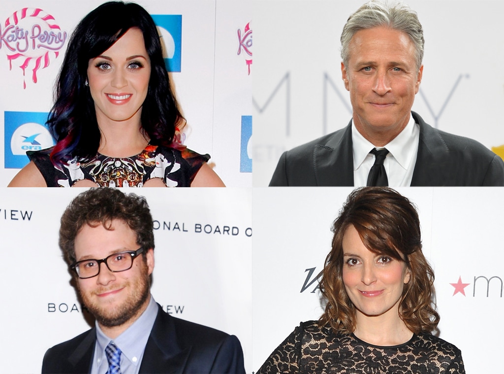 Katy Perry, Jon Stewart, Seth Rogen, Tina Fey