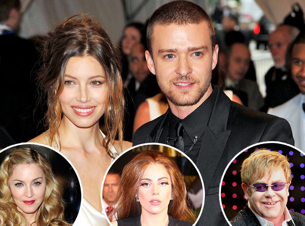 Justin Timberlake, Jessica Biel, Elton John, Madonna, Lady Gaga