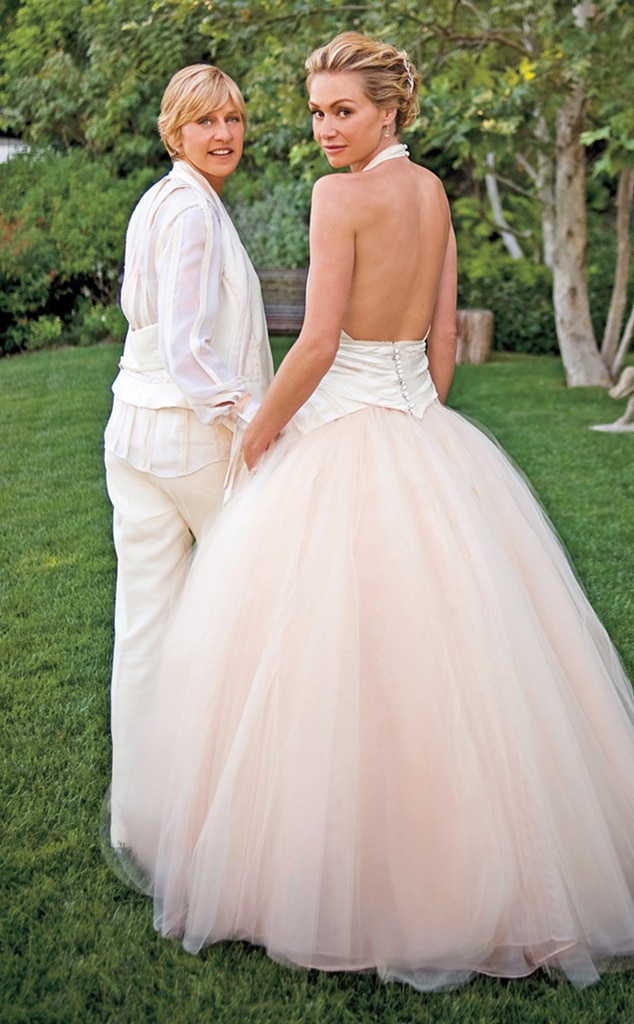 Ellen Degeneres with wife Portia de Rossi at their wedding