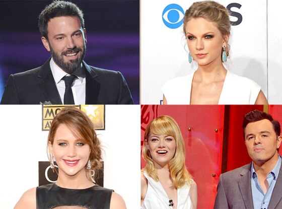 Taylor Swift, Jennifer Lawrence, Ben Affleck, Emma Stone, Seth MacFarlane