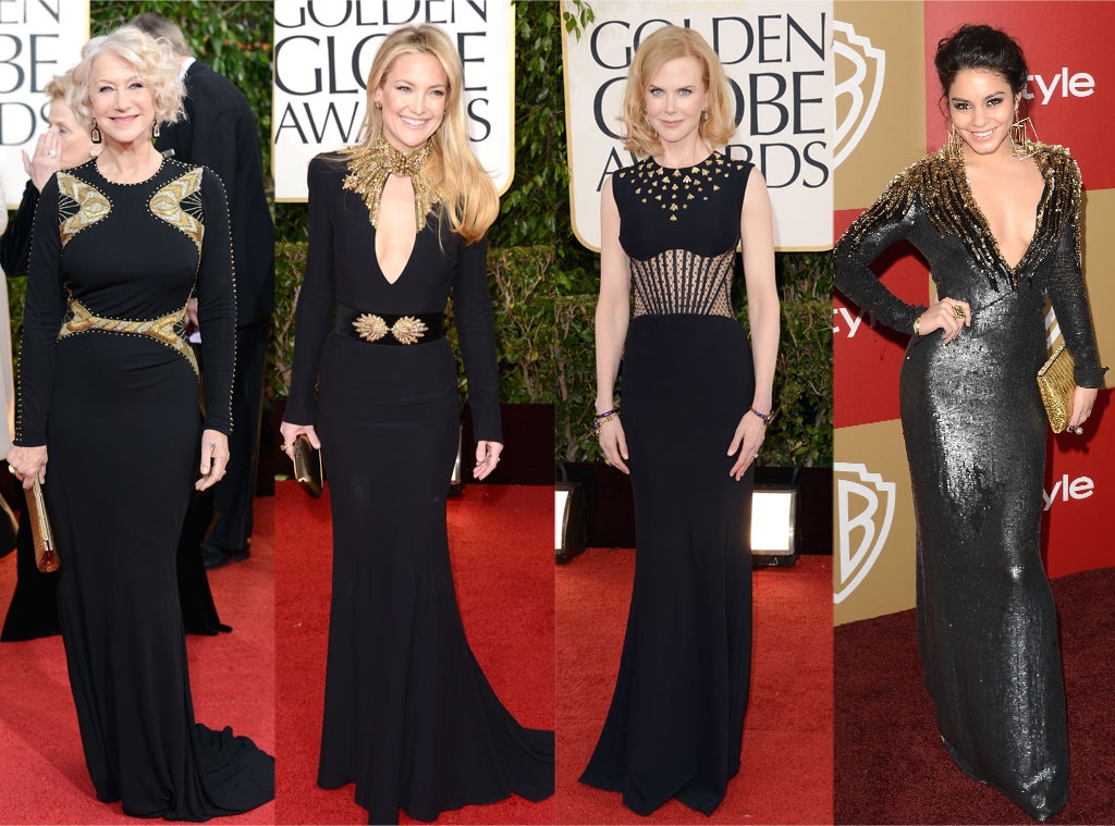 Helen Mirren, Kate Hudson, Nicole Kidman, Vanessa Hudgens, Black and Gold Dress Trend