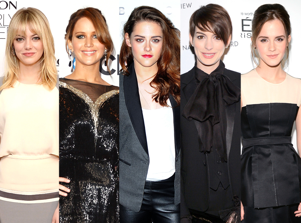 Emma Stone, Jennifer Lawrence, Kristen Stewart, Anne Hathaway, Emma Watson