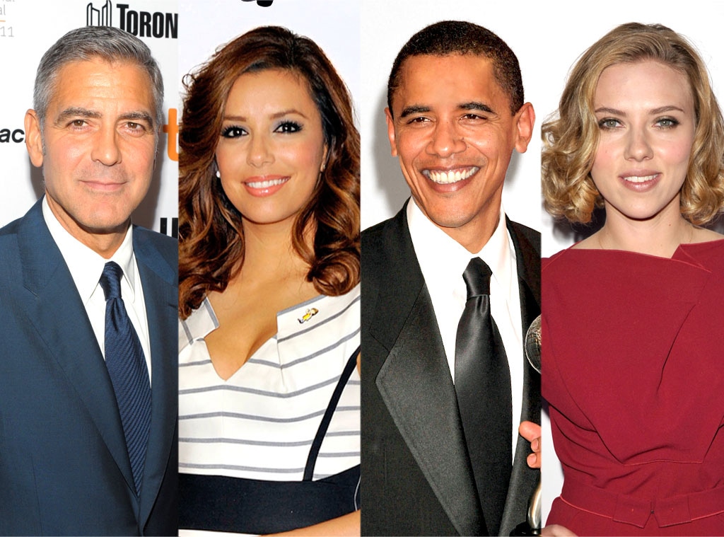 George Clooney, Eva Longoria, Barack Obama, Scarlett Johansson