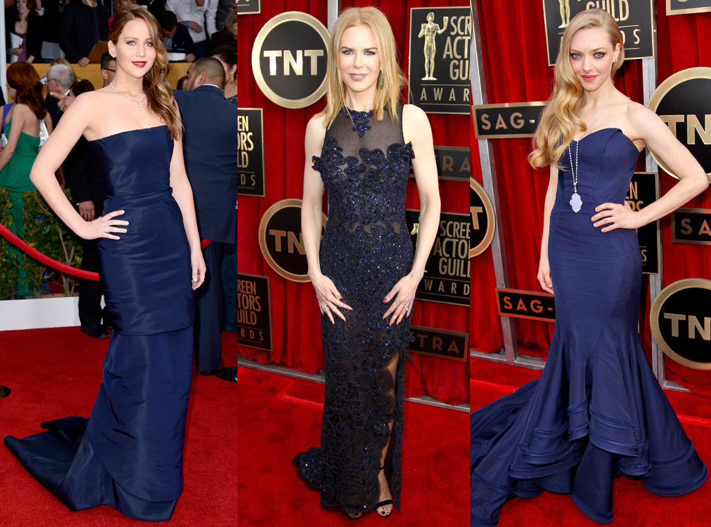 SAG Blue Dress Trend, Jennifer Lawrence, Amanda Seyfried, Nicole Kidman