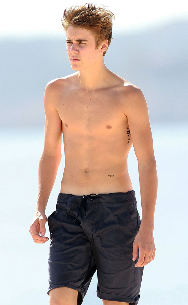 Justin Bieber, Shirtless