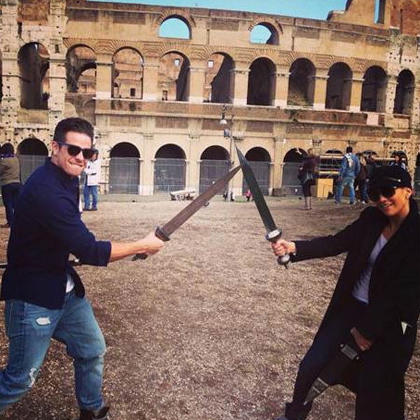 J.Lo & Casper Sword Fight in Rome—See the Funny Pic! - E! Online