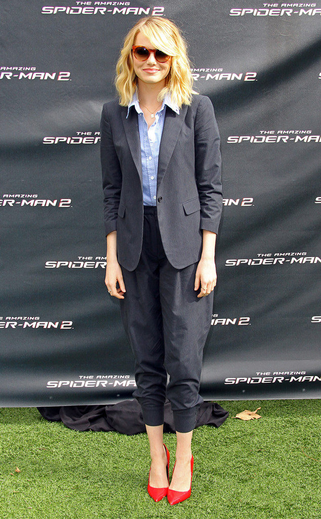 Emma Stone Suits Up in Saint Laurent at The Amazing Spider-Man 2