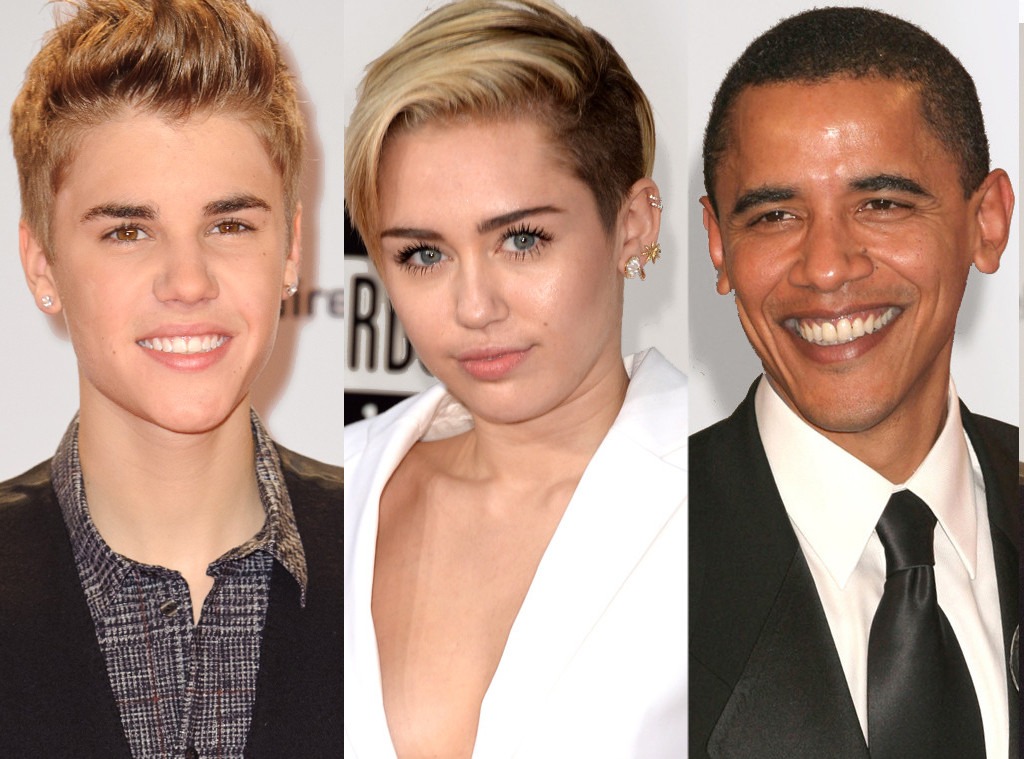 Justin Bieber, Miley Cyrus, Barack Obama