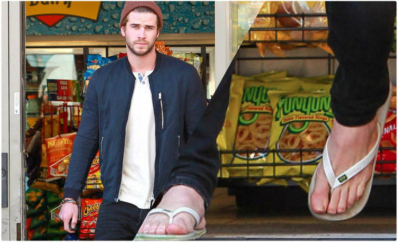 Liam Hemsworth usa chinelo com bandeira do Brasil | E! News