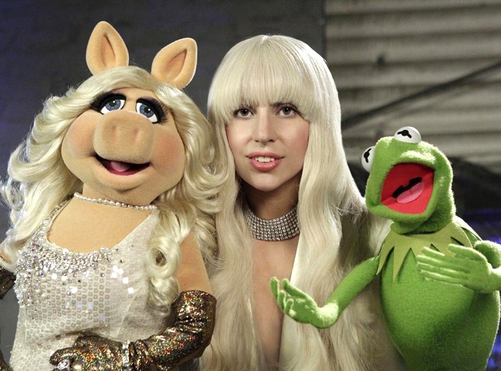 Lady Gaga, Kermit, Miss Piggy, Muppets
