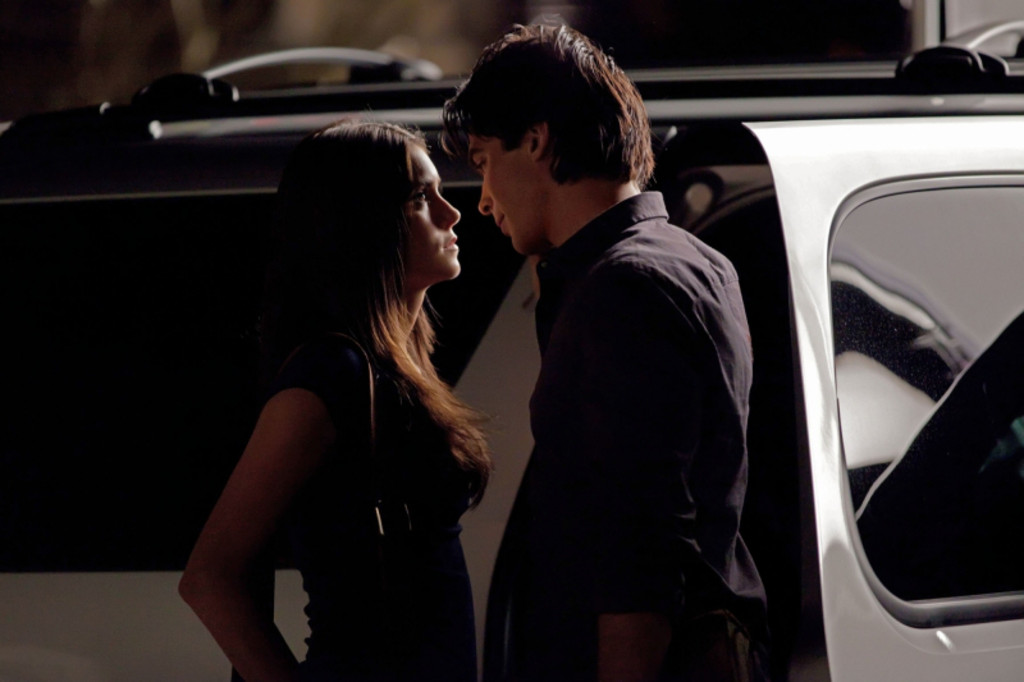 Damon and Elena/Katherine first kiss
